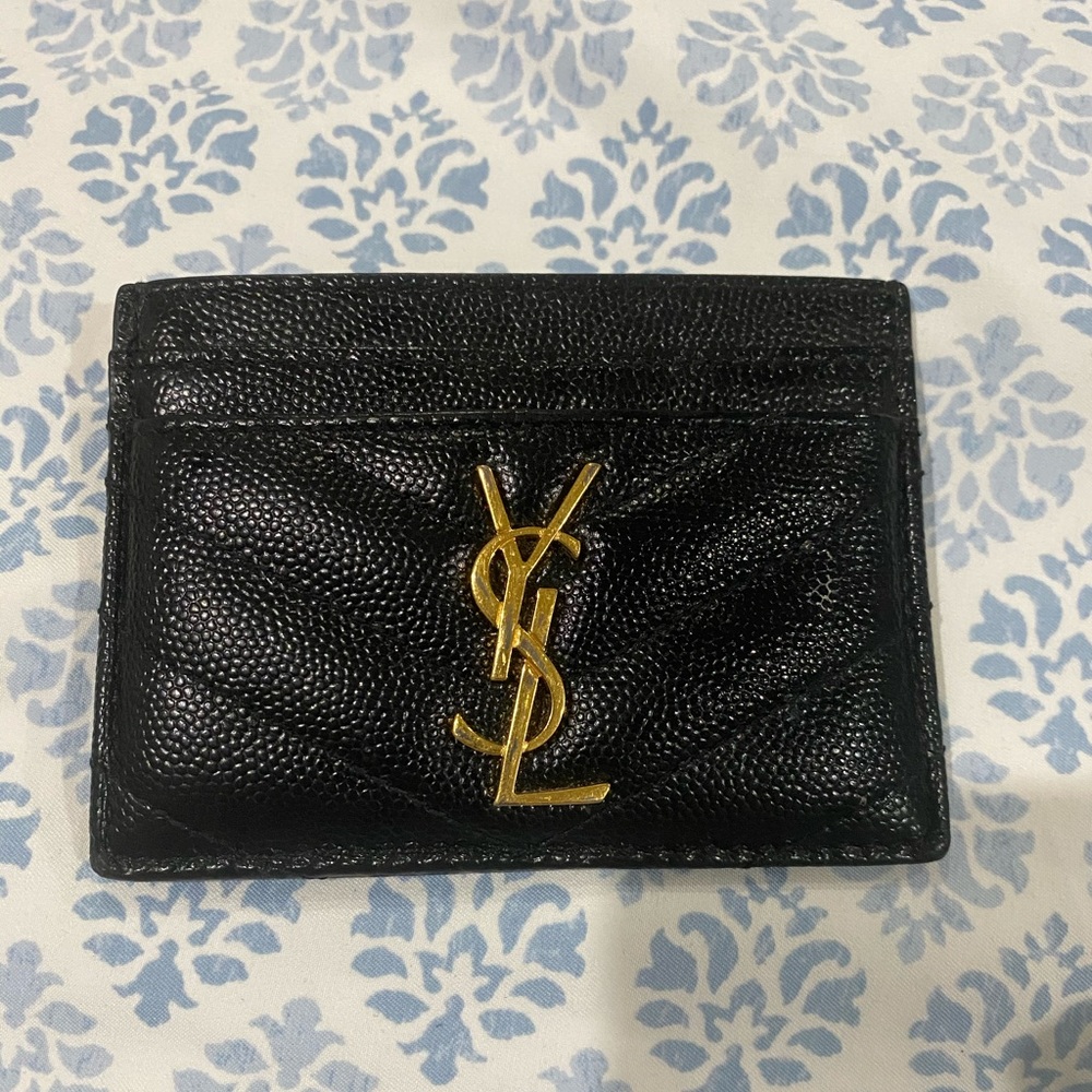 Monogram Quilted Leather Credit Card Case YSL